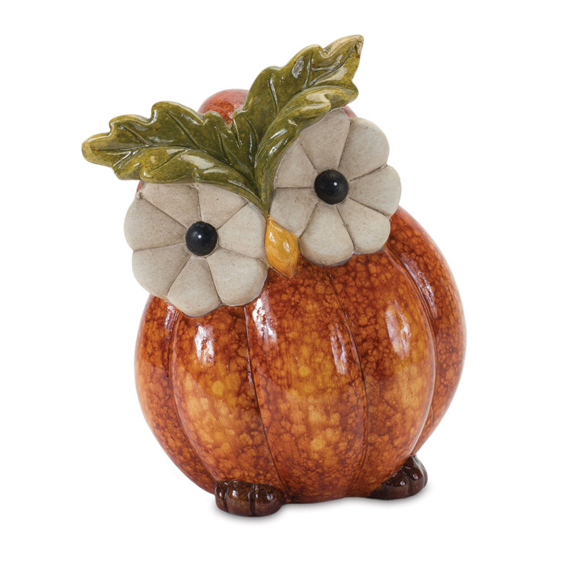Figurine Terra Cotta hibou citrouille (ensemble de 2)