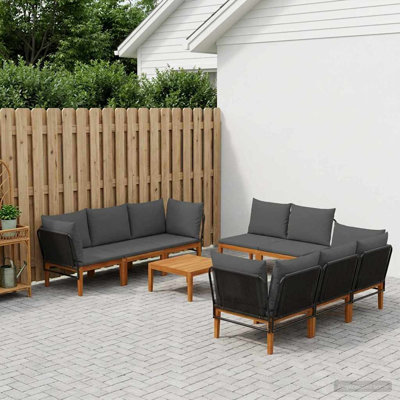  Garden Lounge Set Solid Acacia Wood & Rope Sofa Outdoor Furniture Patio