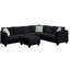 Ensemble de canapé 112 * 87 pouces, ensemble de canapé modulaire 7 places avec repose-pieds, ensemble de canapé d'angle en tissu en forme de L avec 3 coussins, noir-1417899983