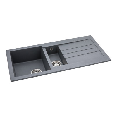 Abode Designs Xcite 500mm W Double Bowl Granite Inset Kitchen Sink
