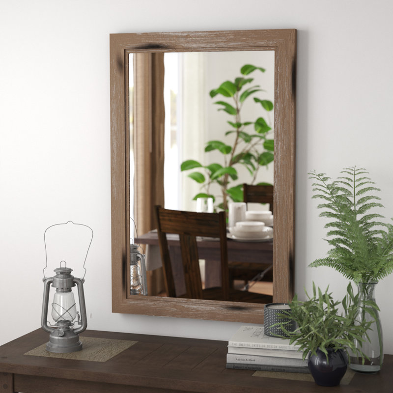 Ferrao Wood Rectangle Wall Mirror