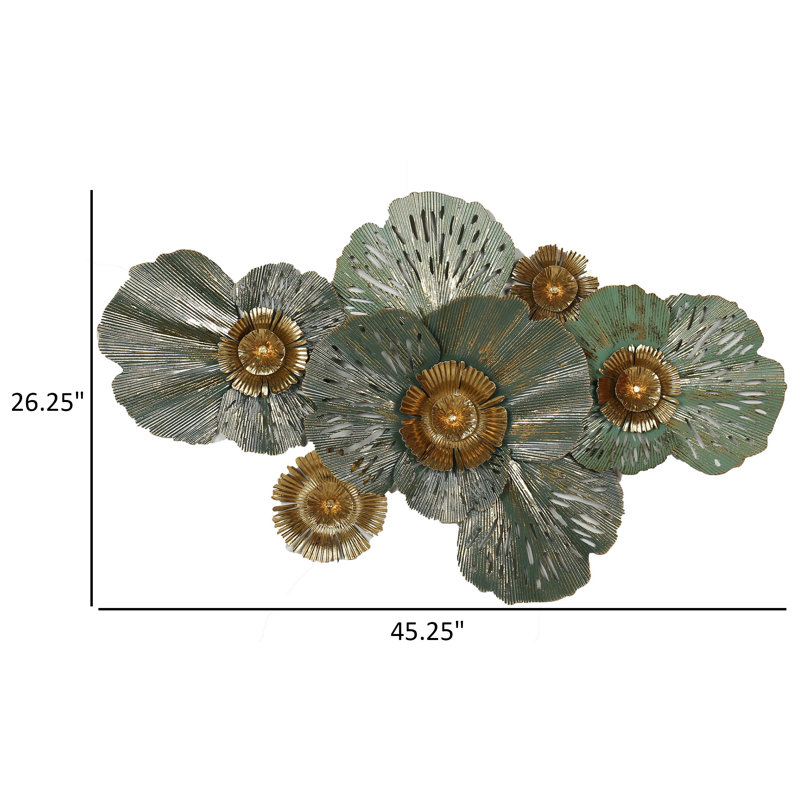 Sherie 45" Rich Green Metal Floral Wall Decoration
