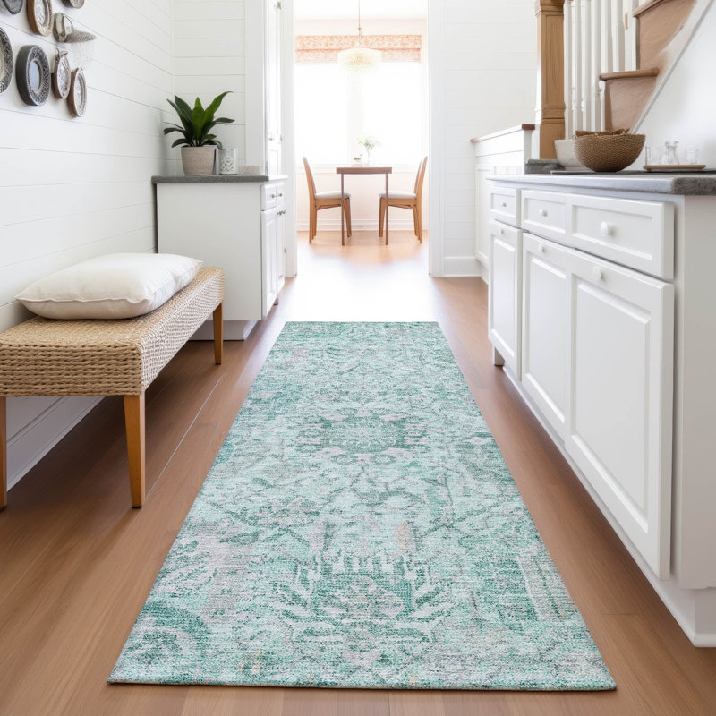 Premium Machine Washable Wayne AMF1102 Damask Rug, Runner 2'3" x 7'6"