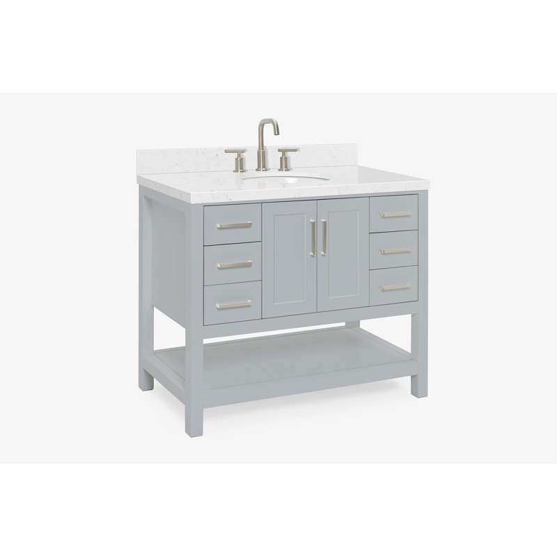 ARIEL Magnolia 42 Single Bathroom Vanity with Top, Gray, Rectangular