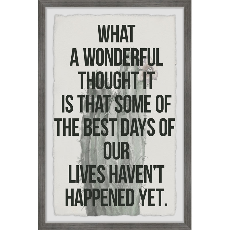 «What a Wonderful Thought» par Marmont Hill, reproduction d'art textuel sur papier encadré, H 30 po x l 20 po x P 1,5 po