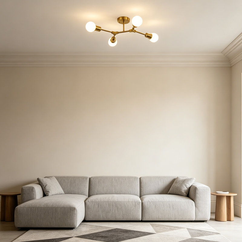 Plafonnier semi-encastré Modern, H 4,72 po x l 18,9 po x P 6,3 po, 4