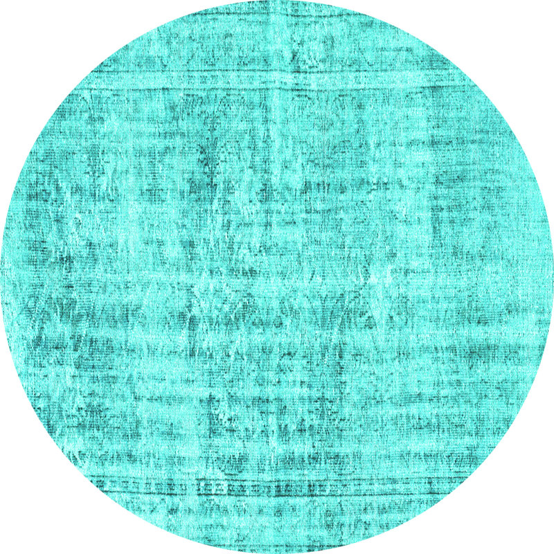 Tapis bleu abstrait tissé à la machine Conaty, Rond 3 pi