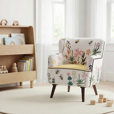 Obara Transitional Embroidered Bee Handmade Accent Chair