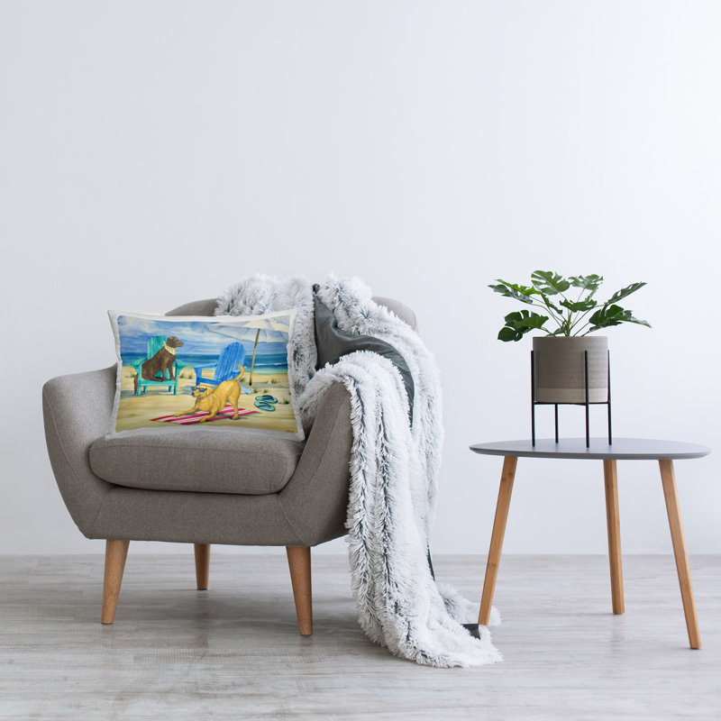 Coussin décoratif imprimé "Dogs on Beach" par Paul Brent