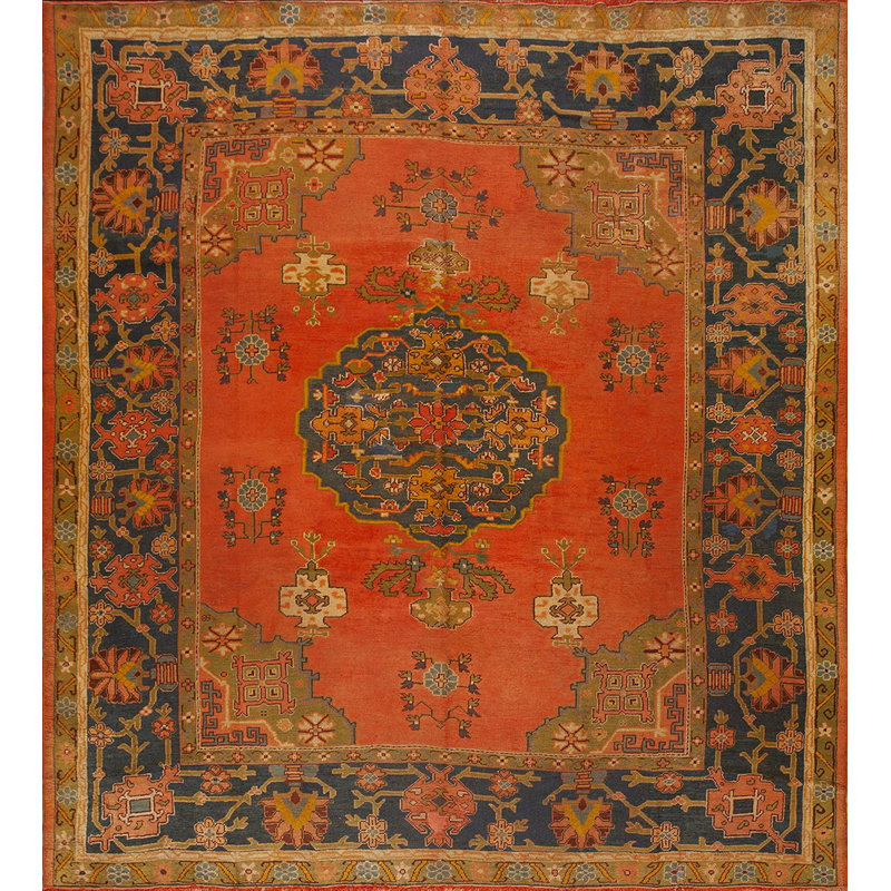 Antique Oushak Turkish Hand Knotted Pile Rug