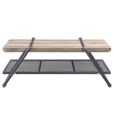 Industrial Coffee Table In Oak & Sandy Gray - Metal Frame, Composite Wood For Living Space Modern And Decor Surface