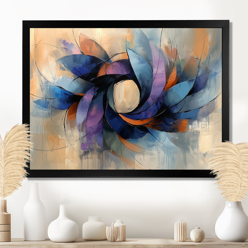 Couronne de velours abstrait Ingeborg - densité, art mural, H 34 po x l 44 po, Reproduction encadrée d'une seule photo