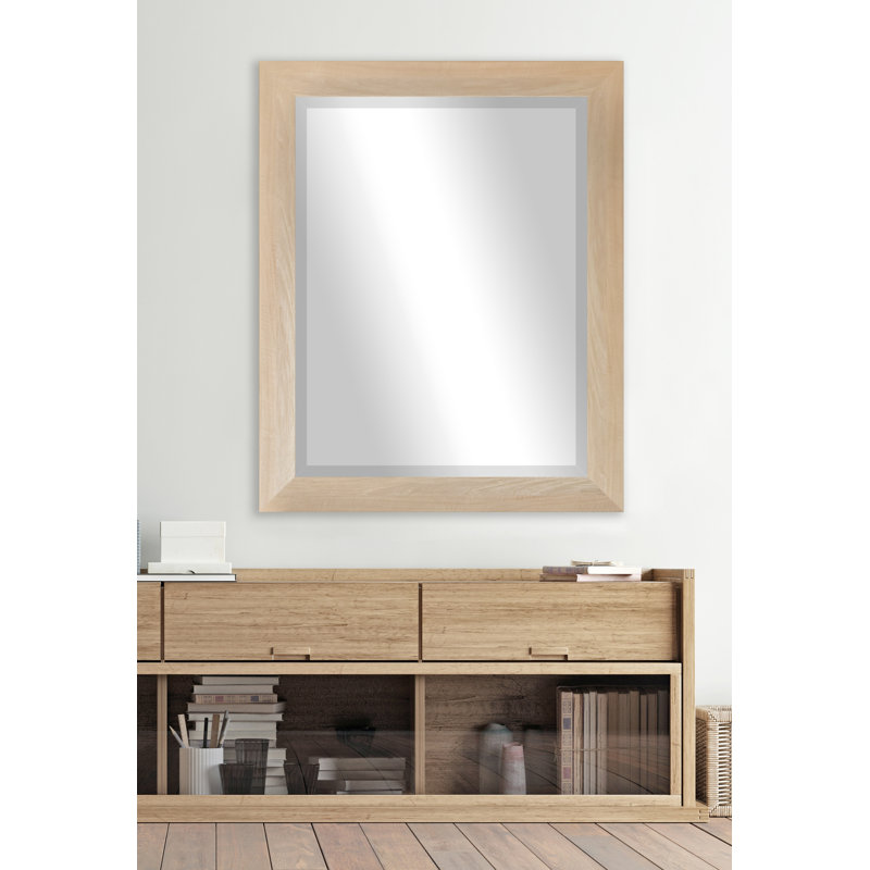 Ungar Wood Flat Wall Mirror, 41.5" H x 35.5" W x 0.75'' D, Blonde Maple