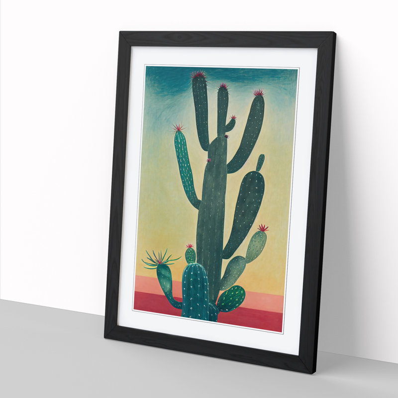 FRM-V0523-350X Cactus Cacti View - Single Picture Frame Print, 46cm H x 34cm W x 2cm D, Walnut Framed