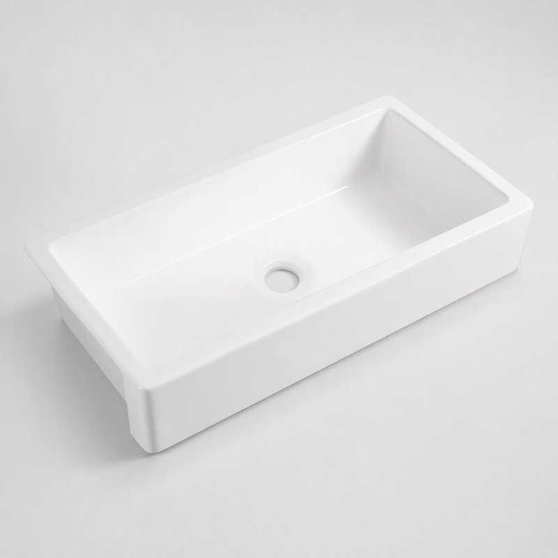 Durable White Ceramic Apron Front Undermount Kitchen Sink with Deep Basin and Reversible Installation Design