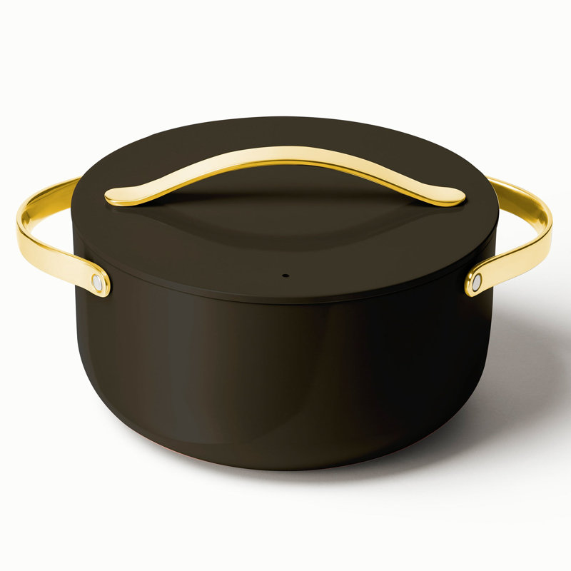 Caraway 6.5qt Iconics Nonstick Ceramic Dutch Oven, Black/Gold, Black/Gold