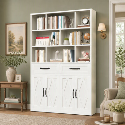 Tall Storage Bookcase with Fixed Open Shelves