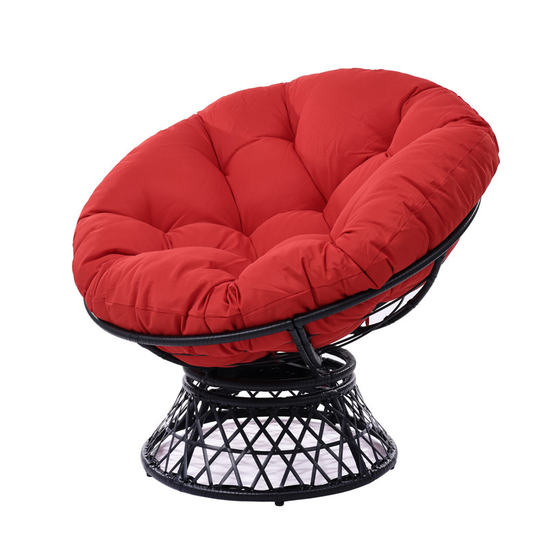Hubhalsun 360° Swivel Papasan Chair, Round Wicker Papasan Chair with Thick Cushion, 350 lbs Capacity Indoor/Outdoor Papasan Chair for Patio, Living Room, Bedroom