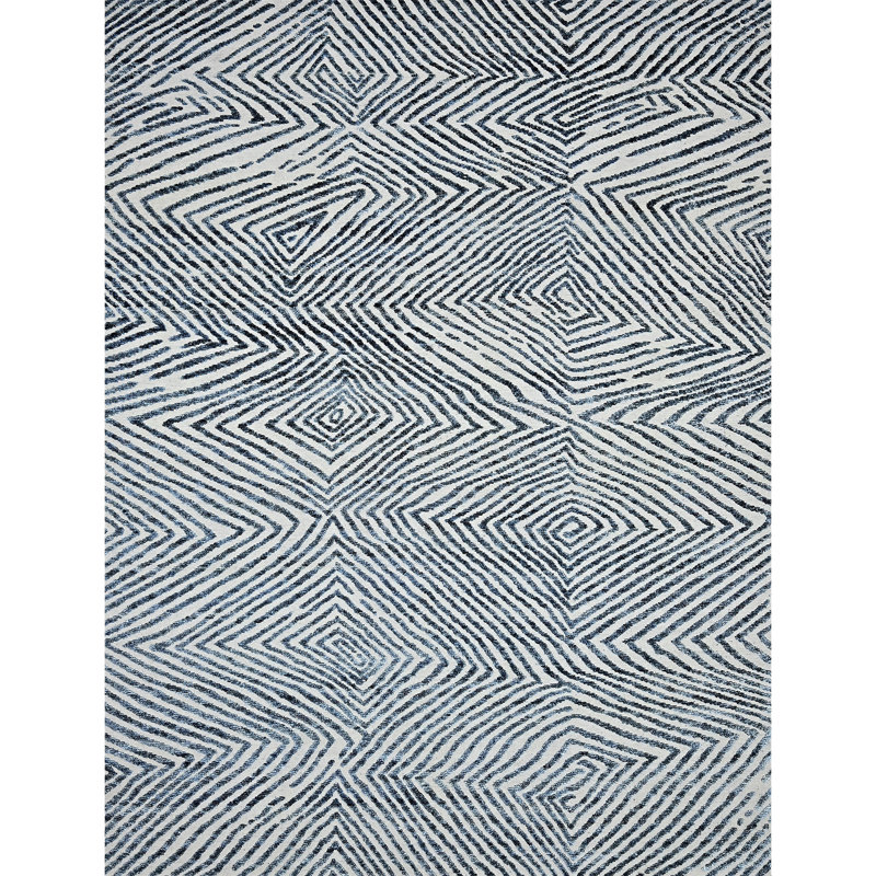 Hand Knotted Area Rug in Ivory And Blue, Rectangle 10' x 14'