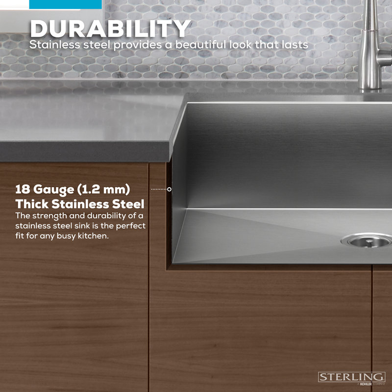 Ludington 32'' L Stainless Steel Double Basin Kitchen Sink
