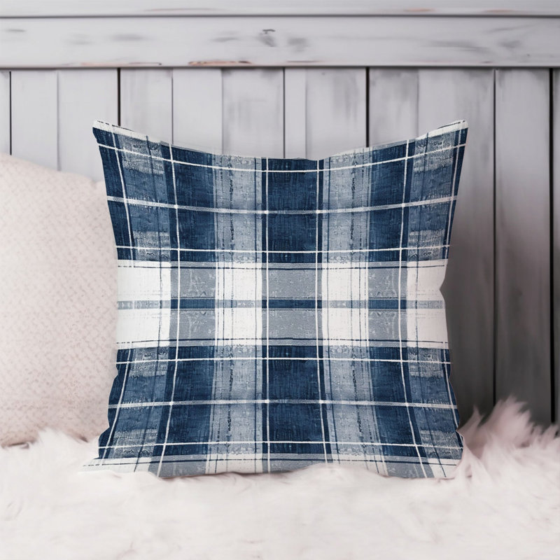 Abstract Blue Plaid Pattern XII Modern, 20"H x 20"W