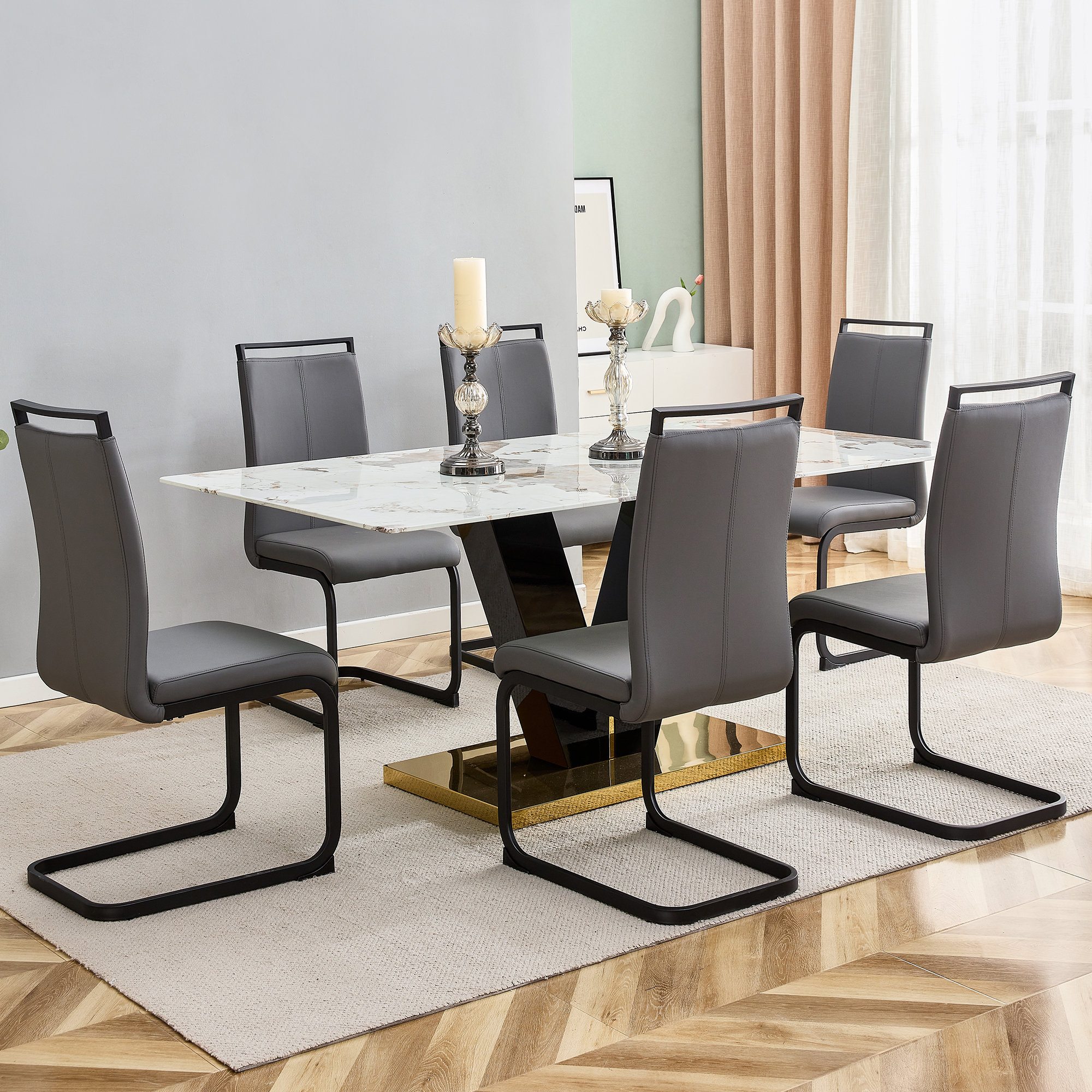 Orren Ellis 7 - Piece Marble Dining Table set | Wayfair