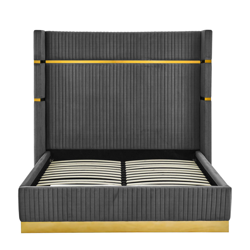Mishalay Upholstered Platform Bed, Gray