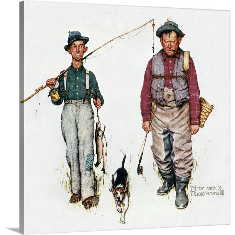 «Two Old Men And Dog: The Catch», art mural sur toile, H 12 po x l 12 po x P 1,25 po, Toile tendue
