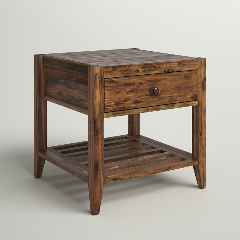 Table de bout en bois massif avec rangement Lumsden
