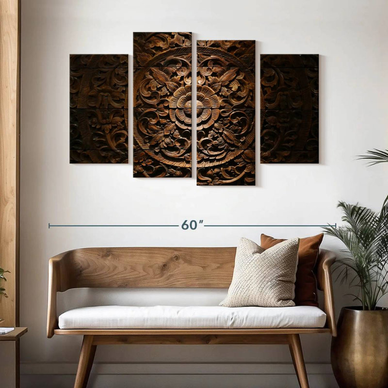 Senne Carved Wood Florals, 32" H x 52" W