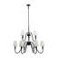 Traditional 9-Light 2-Tier Chandelier with Beige Fabric Shade-1768533504