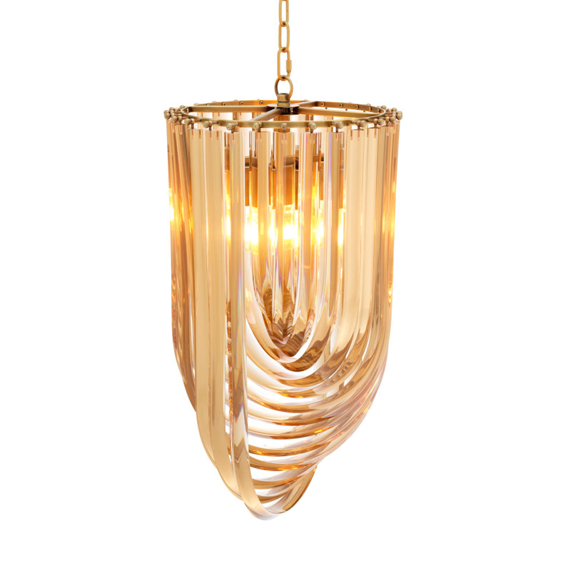 Lustre en L 4 lumières Murano, Fumée, Nickel
