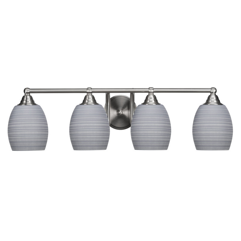 Barre d'éclairage de salle de bain 4 lumières Michell, Nickel brossé