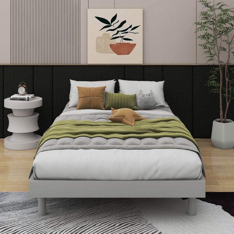 Lit plateforme flottant simple de conception moderne, gris
