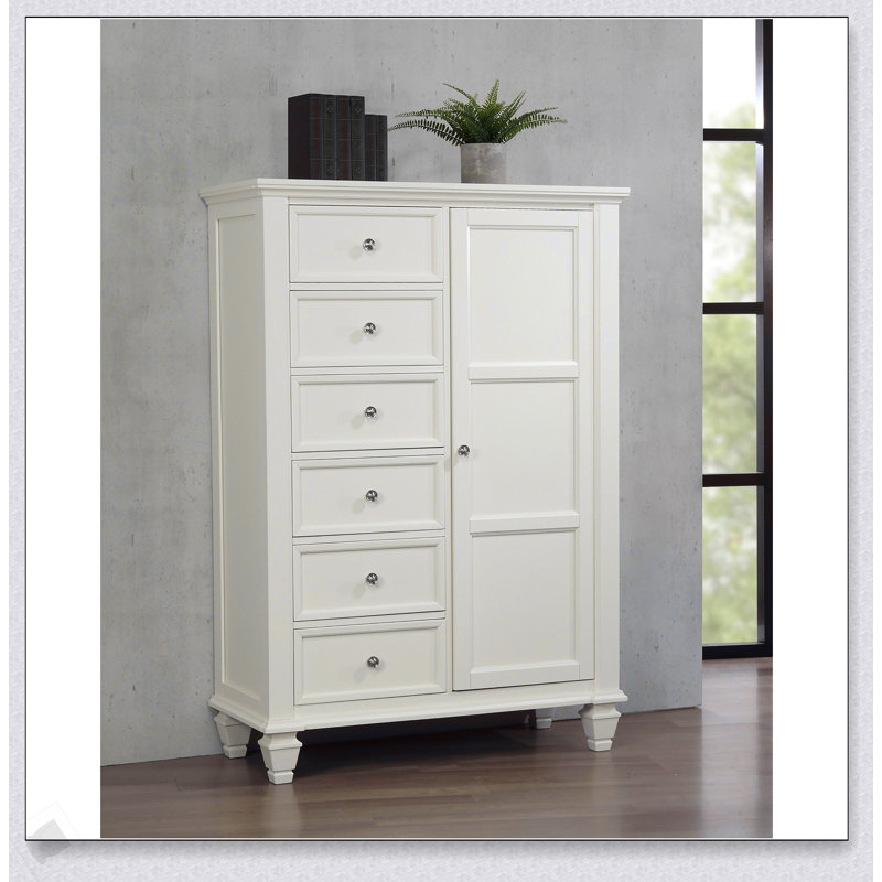 Commode 8 tiroirs Vallauris blanc crème avec rangement spacieux et tiroir supérieur doublé de feutre