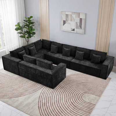 Canapé modulaire surdimensionné en forme de U de 167 po en chenille désossée de 167 po, canapé modulaire à coins profonds à assise profonde sans assemblage