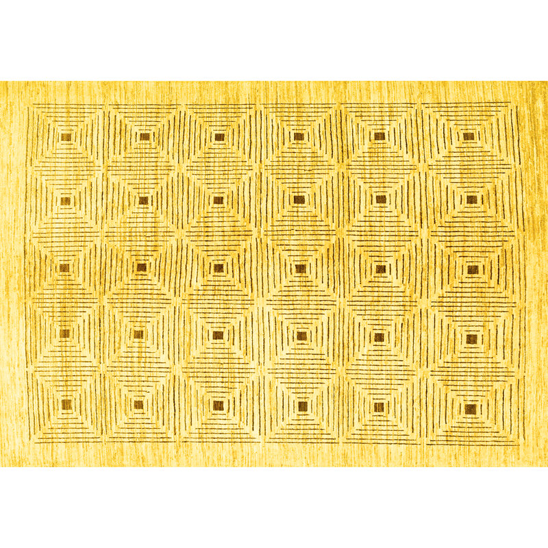 Tapis contemporains jaunes lavables à la machine 312, Tapis de couloir 2 pi x 5 pi