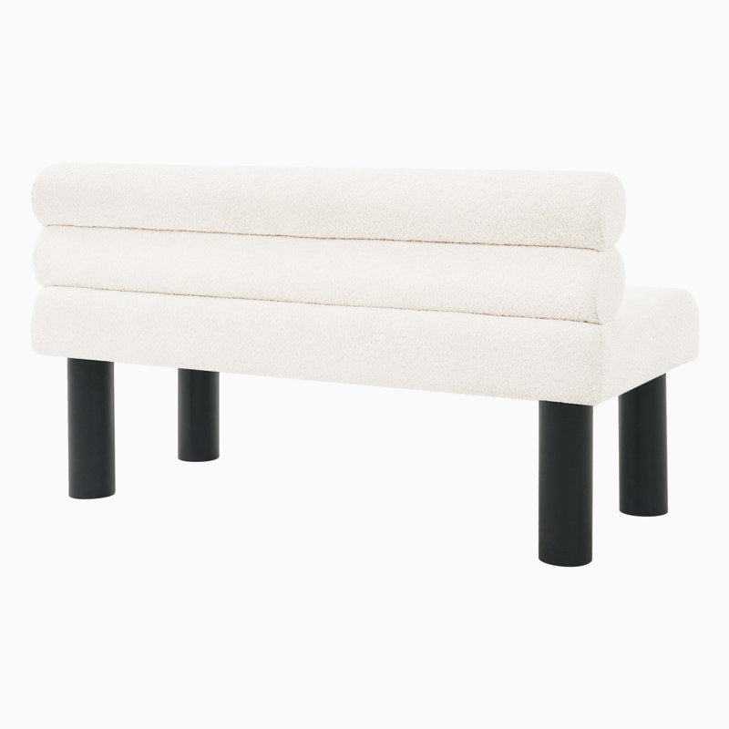 Banc rembourré polyvalent avec pieds en bois d'hévéa, support stable pour une utilisation quotidienne, Beige,Black, Beige