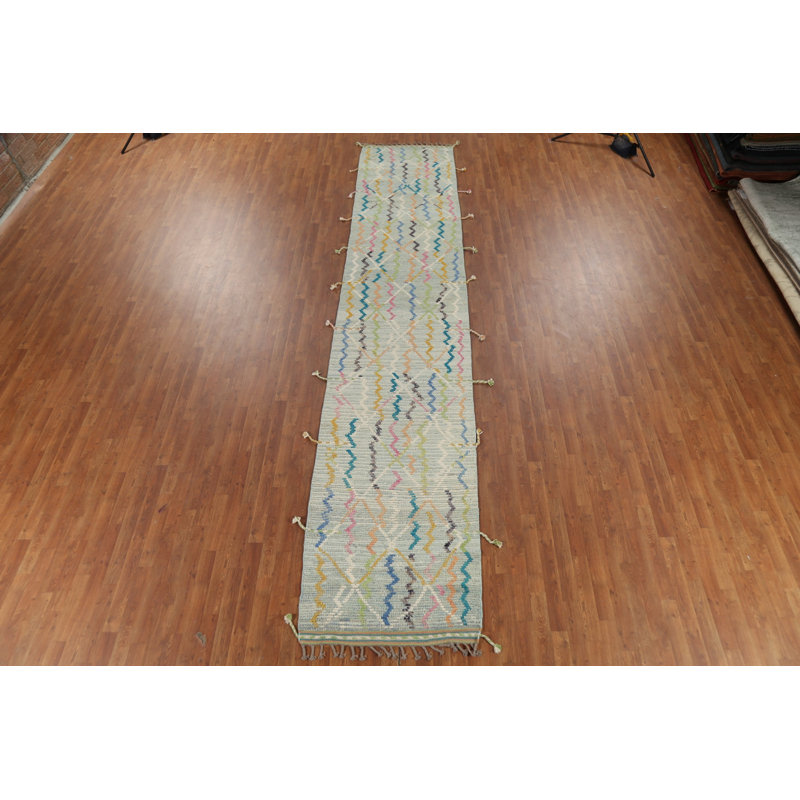 Handmade Moroccan Modern Runner Rug 3x16