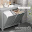 Armoire pour panier de salle de bain inclinable, organisateur de rangement gris avec deux compartiments - grande capacité pour la lessive, matériau, résistant, facile à nettoyer, conception à surmatelas, l 30 po x P 15,95 po x H 27,5 po
