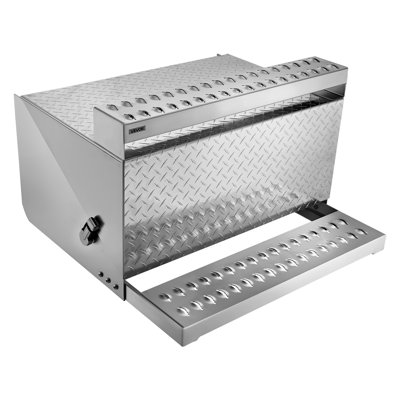 Boîte à outils semi-camion pour marches, boîte à outils en aluminium robuste avec plaque à losanges 31 po x 30 po x 19 po, boîte de rangement imperméable pour entrée de cabine avec loquet amortisseur pour plateforme, grue et semi-camion