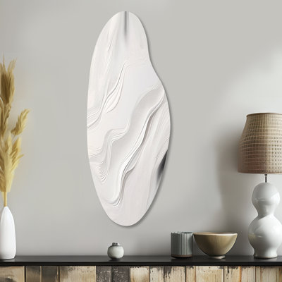 Blanc et gris ondulations de pierre V - art mural en métal asymétrique en marbre, impression d'art blanc incurvé en métal