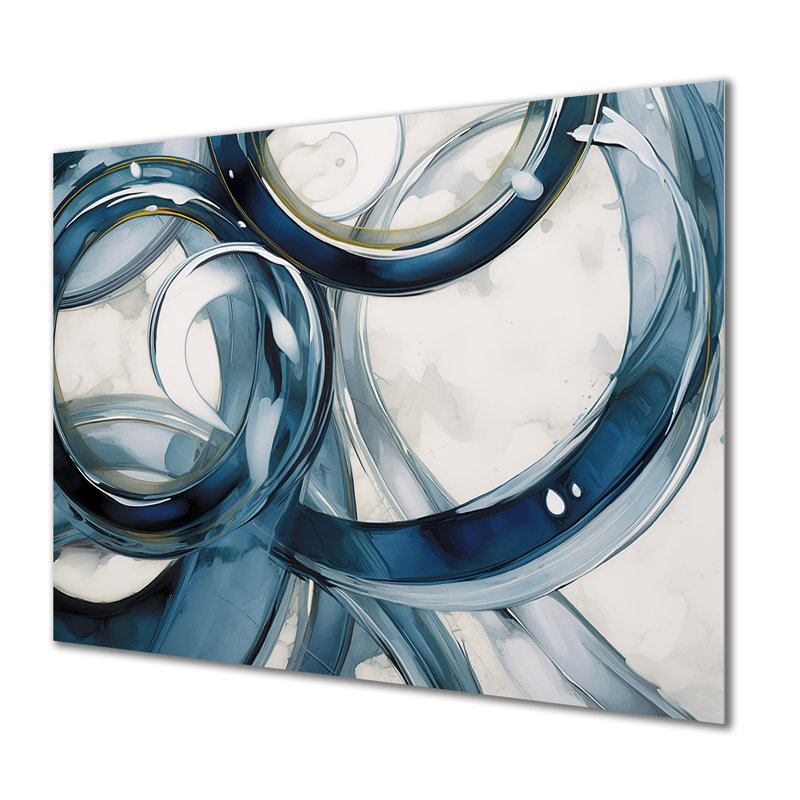Tourbillon bleu - art abstrait spirale moderne, Métal métal, H 30 po x l 40 po x P 1,5 po