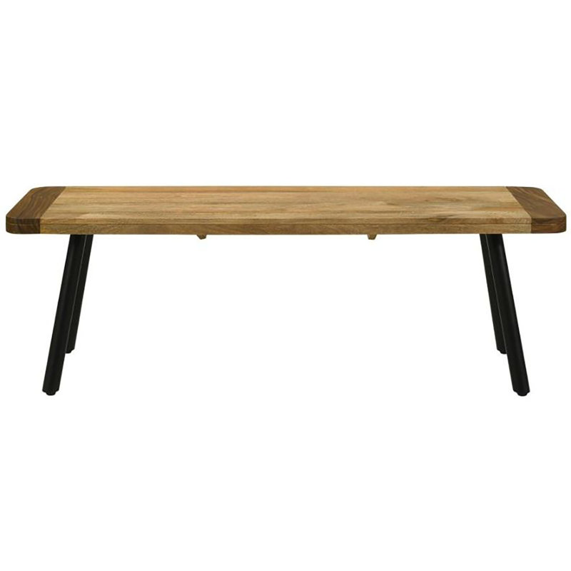 Rustic Brown Mango Wood Dining Bench with Black Iron Legs
