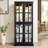 Cabinets Traditional Vintage Display with Glass Doors, Adjustable Shelves, E26 Bulb | Black | MDF+glass-1838745725