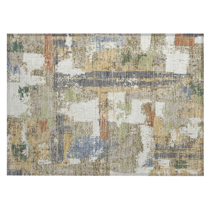 Machine Washable Indoor/Outdoor Husby ACN2212 Abstract Rug, Rectangle 1'8" x 2'6"