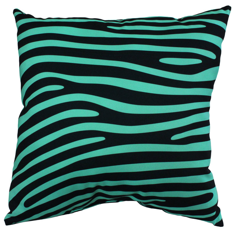 Animal Print Reversible Throw Pillow, Teal/Black