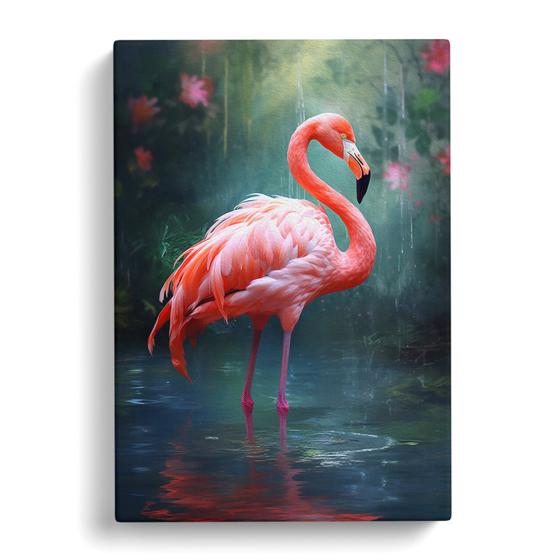 Flamingo Impressionism No.2 - Wrapped Canvas, 76cm H x 50cm W x 3cm D