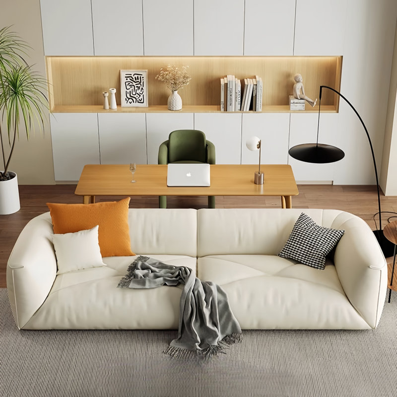 Modern Cream Straight Small-Apt Sofa
