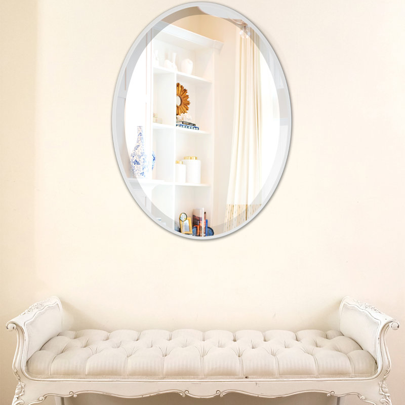 Bugarin Oval Mirror, Linen White, 22.62" H x 28.62" W